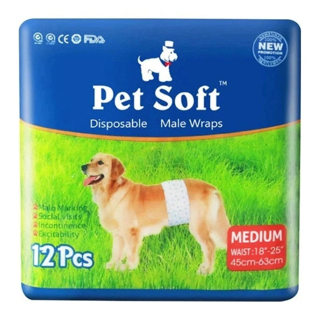 Pet Soft Male Dog Diaper   M 12Pcs