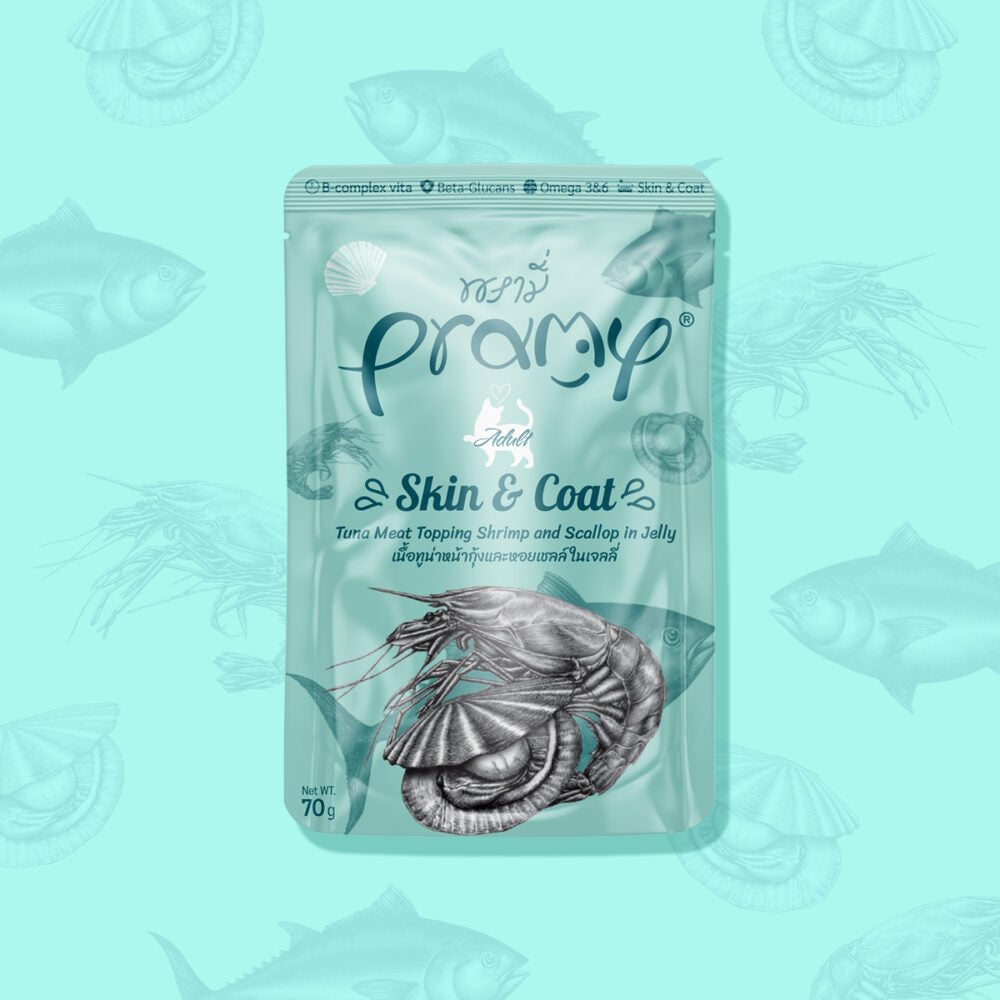 Pramy Tuna Toppings Shirmp & Scallop in Jelly 70g