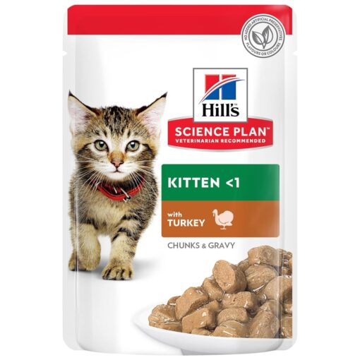 Hills Science Plan Tender Chunks In Gravy Kitten Turkey Pouches 12x85g