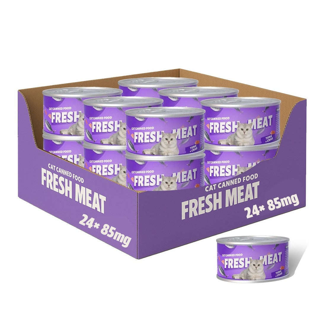 Petmetro Chunk Tuna&Crab Cat Wet Food Canned 85G,Case Of 24