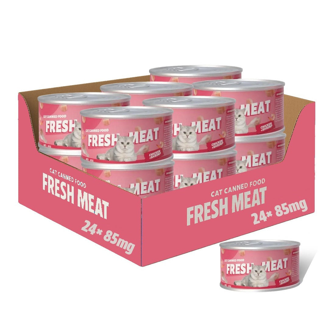 Petmetro Chunk Chicken&Shrimp,Cat Wet Food Canned 85G,Case Of 24