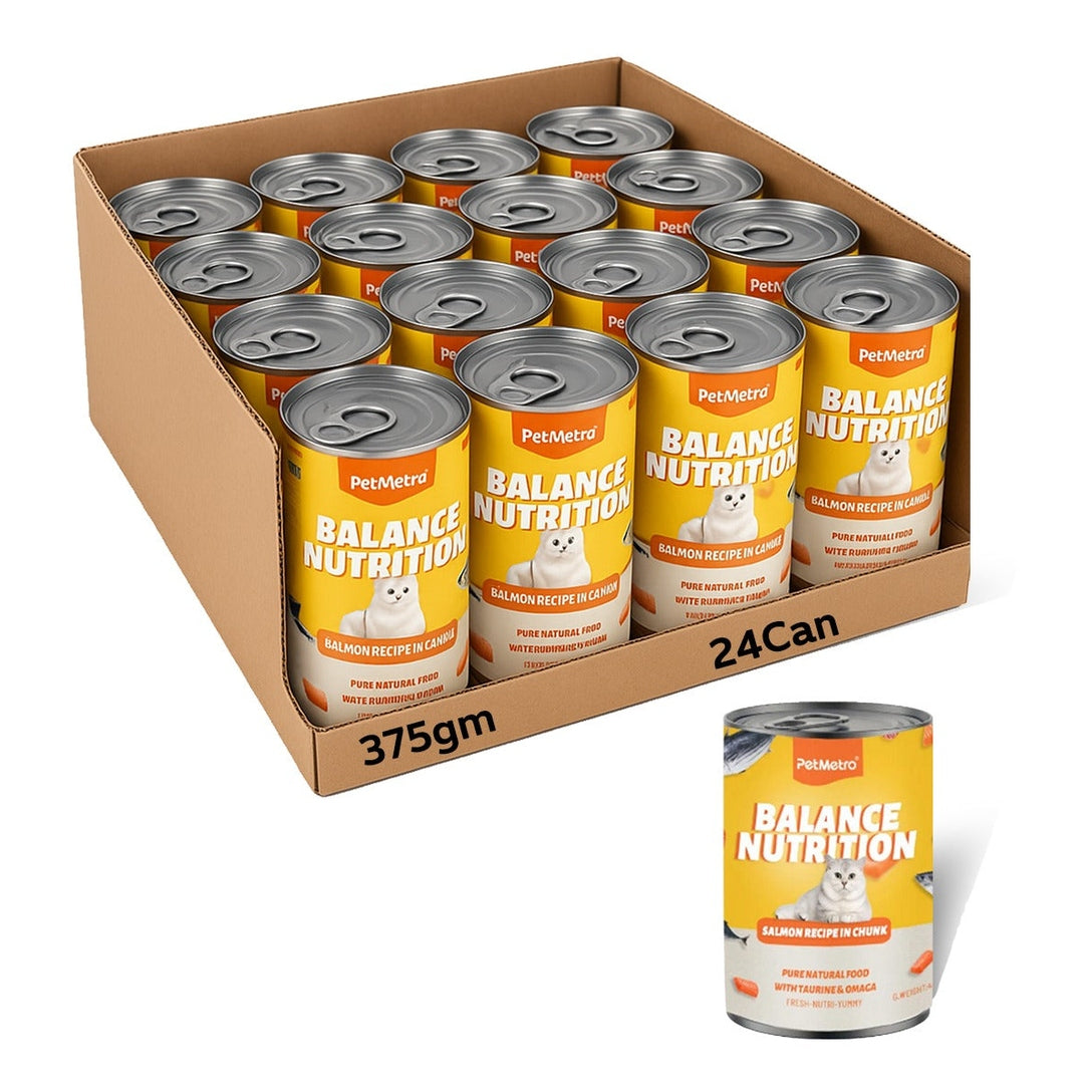 Petmetro Salmon In Gravy Cat Wet Food Canned 375G,Case Of 24