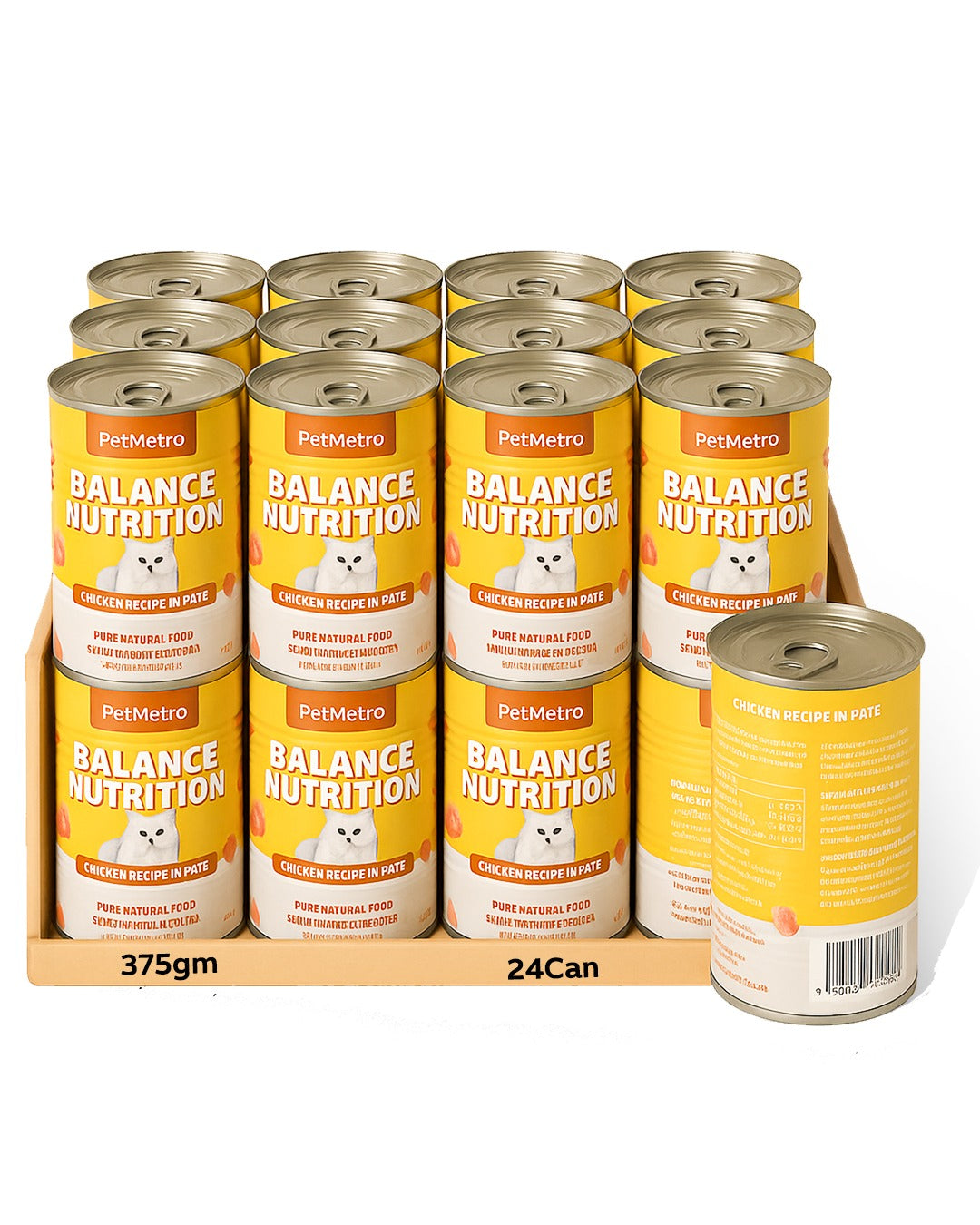 Petmetro Pate Chicken Cat Wet Food Canned 375G,Case Of 24