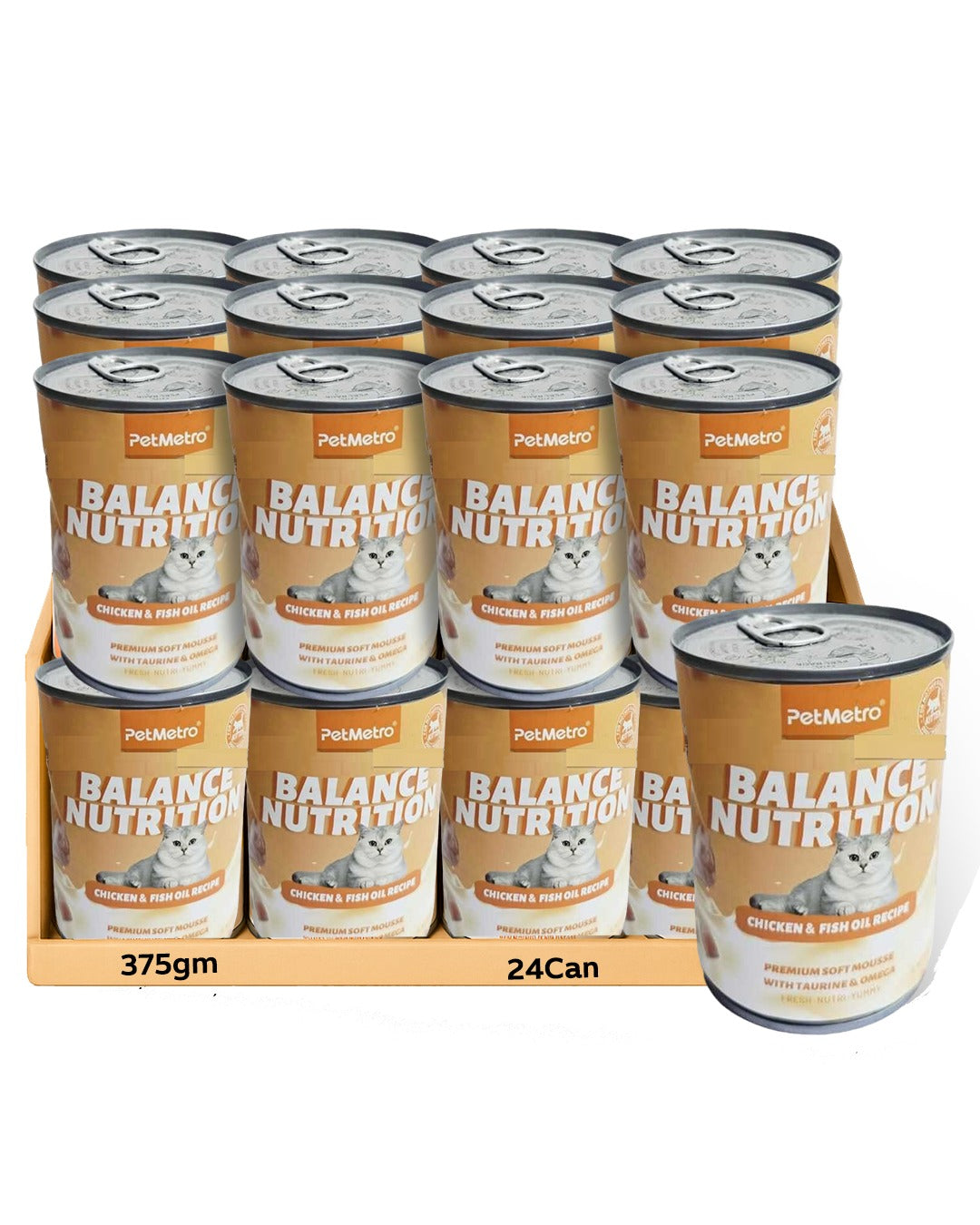 Petmetro Chicken&Fish Oil Canned Wet Food 375G,Case Of 24