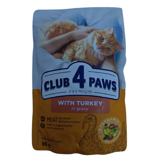 Club 4 Paws for Adult Cats with Turkey in Gravy 80g Pouch
