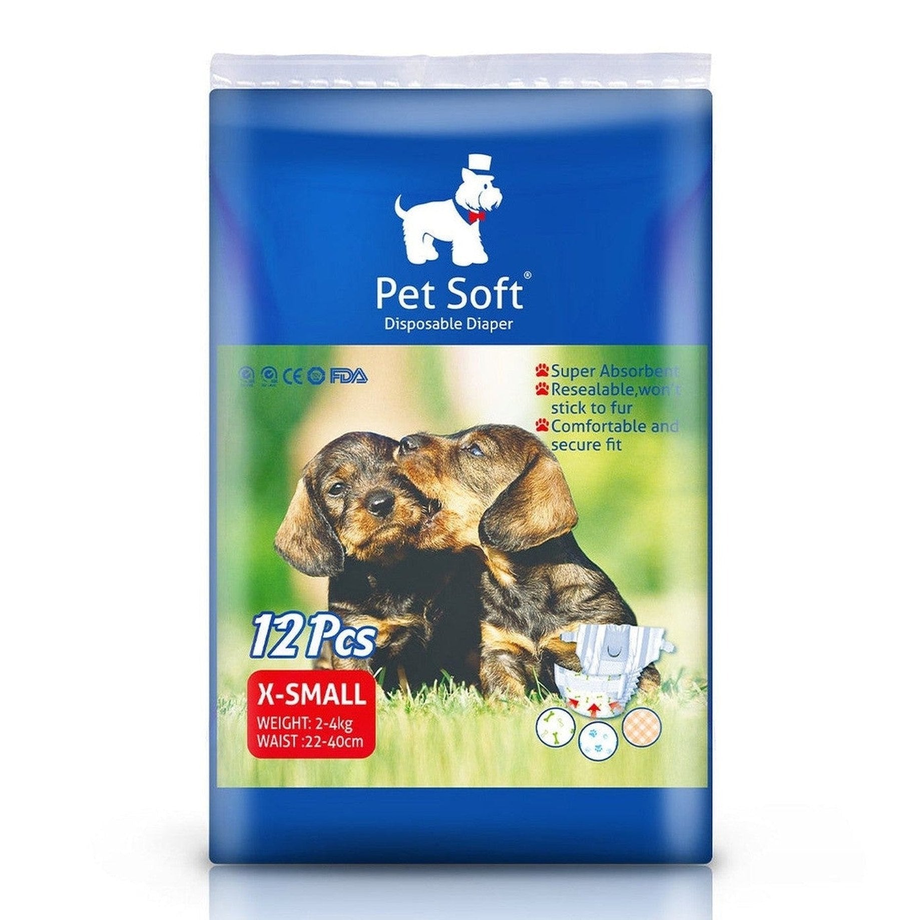 Pet Soft Female Pet Diaper   Xs 12Pcs