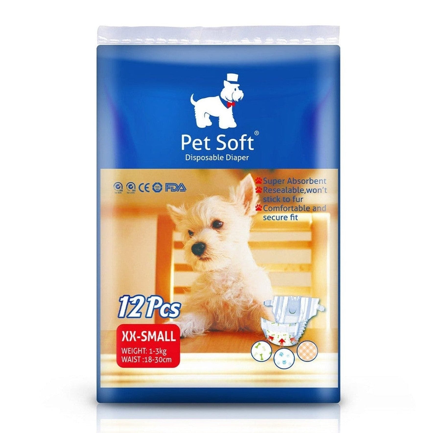 Pet Soft Female Pet Diaper   Xxs 12Pcs