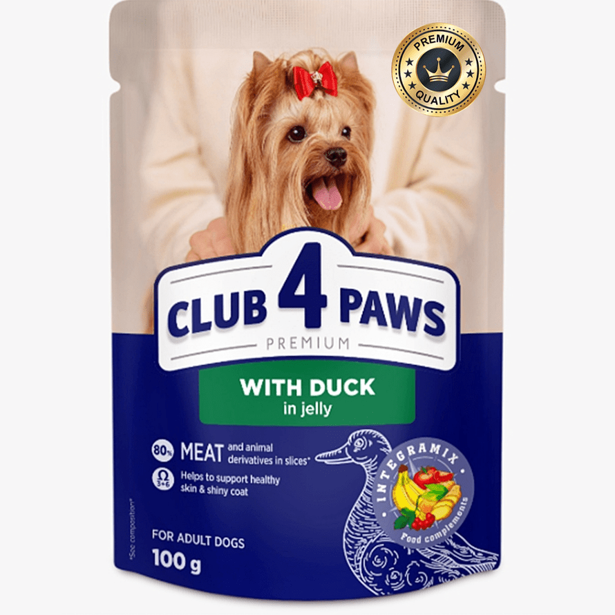 CLUB 4 PAWS Premium duck in jelly miniature and small breeds 100g Pouch for adult dogs of