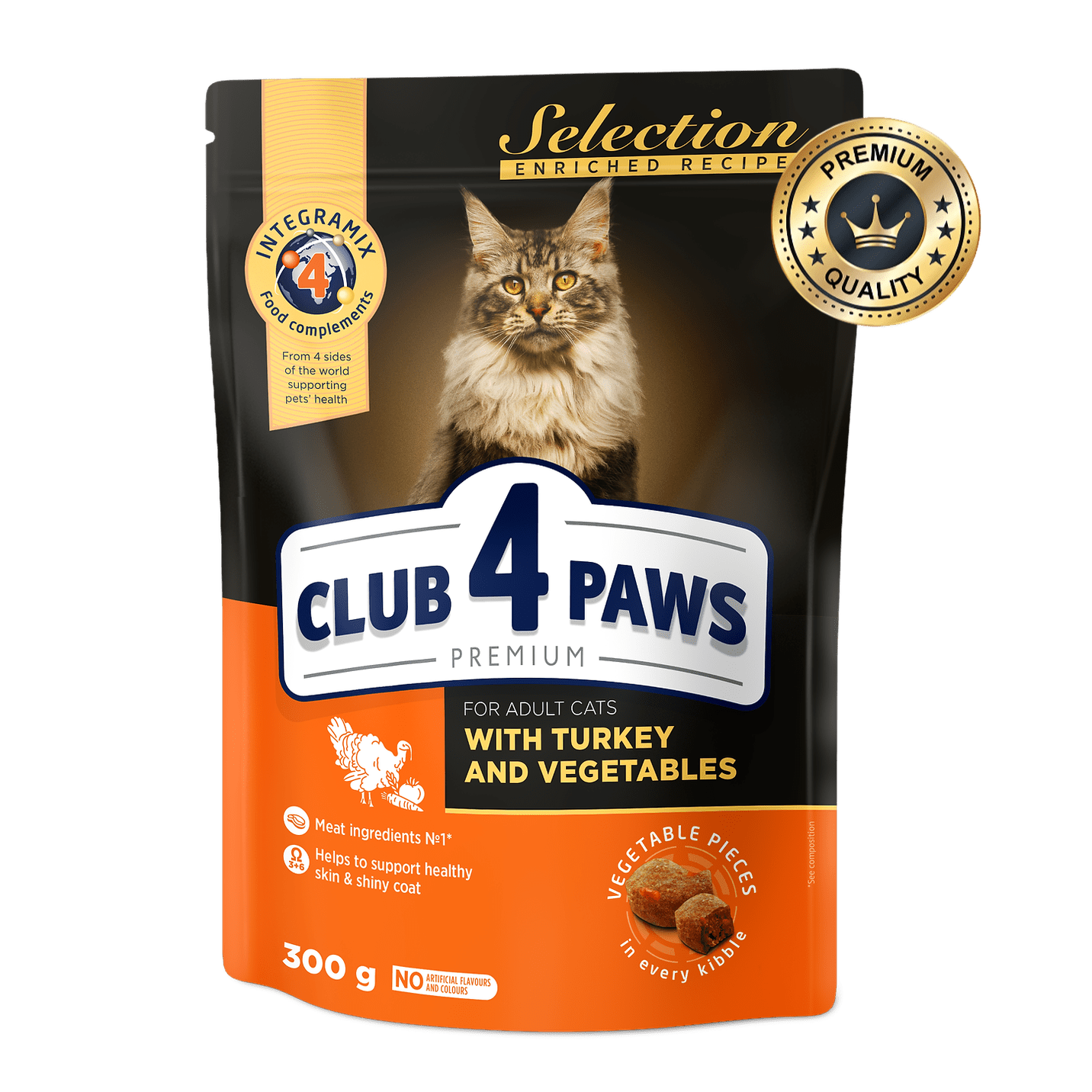 Club 4 Paws Turkey And Vegetables Complete Dry Food For Adult Cat 300G