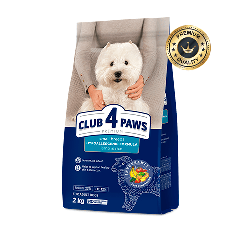CLUB 4 PAWS Lamb and rice for adult dogs of small breeds.Complete dry food 2kg