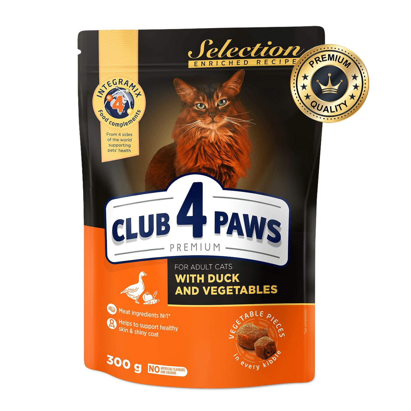 Club 4 Paws Duck And Vegetables Complete Dry Food For Adult Cat 300G