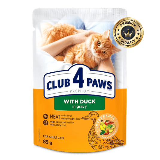 CLUB 4 PAWS Premium duck in gravy for adult cat 85g Pouch
