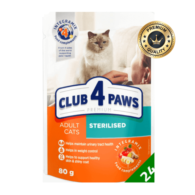 CLUB 4 PAWS Premium for adult sterilised cat 80g Pouch