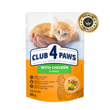 CLUB 4 PAWS Premium for kittens chicken in gravy. 80g Pouch
