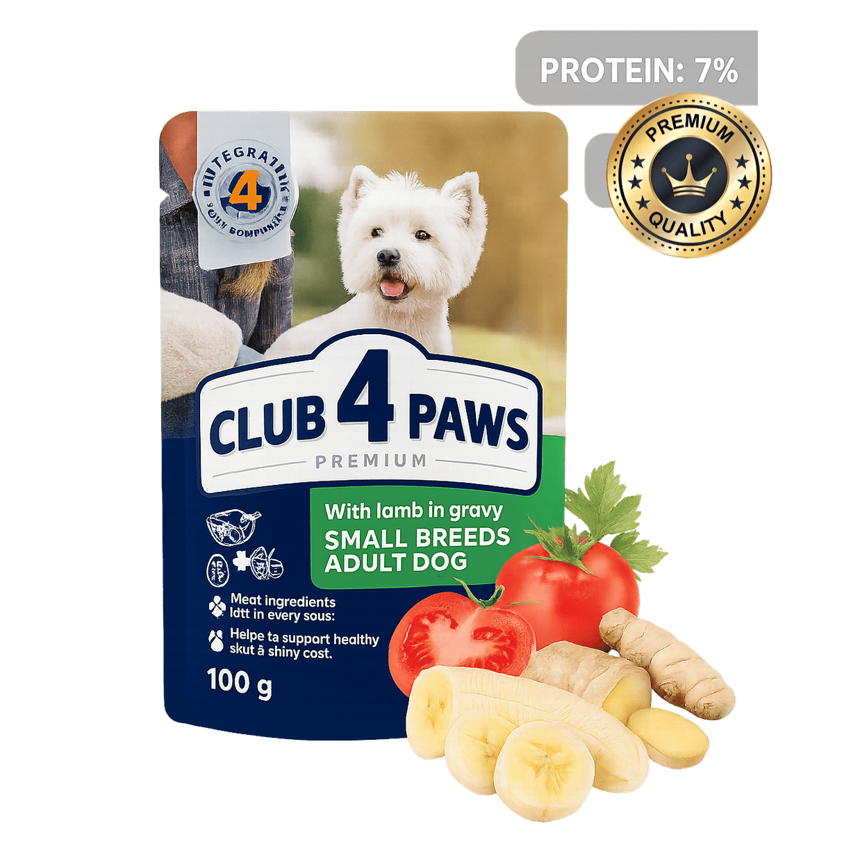 CLUB 4 PAWS Premium lamb in gravy of small breeds 100g Pouch for adult dogs