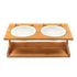 Simple Bamboo And Wood Double Bowl Porcelain Bowl