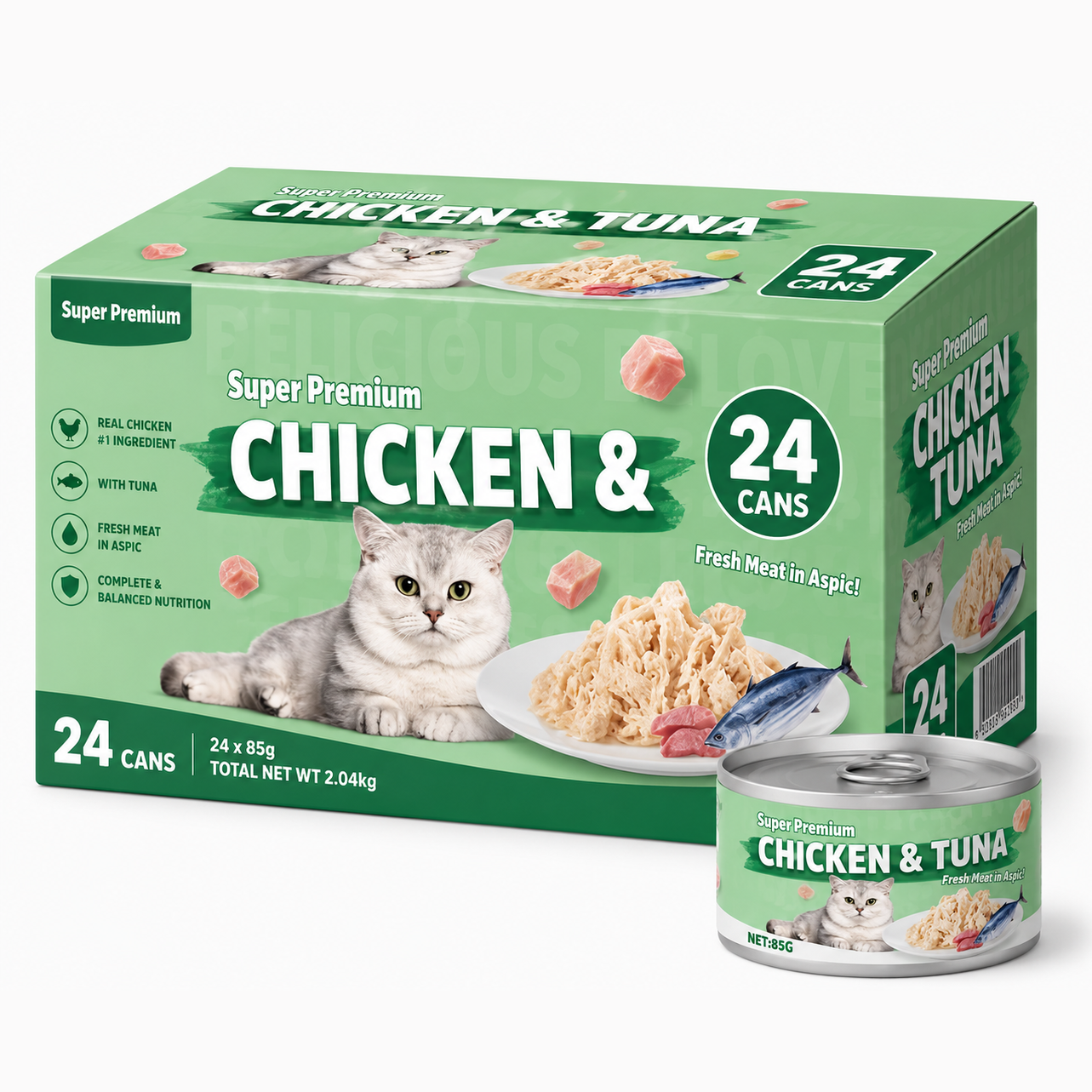 Petmetro Human Grade Canned Chicken with Tuna 85G Pack of 24