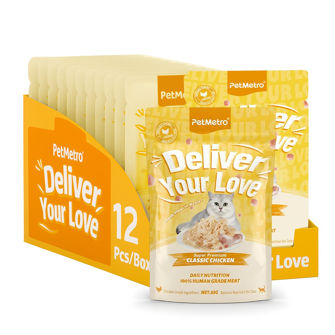 Petmetro Human Grade Pouch Classic Chicken 85G,Pack Of 12