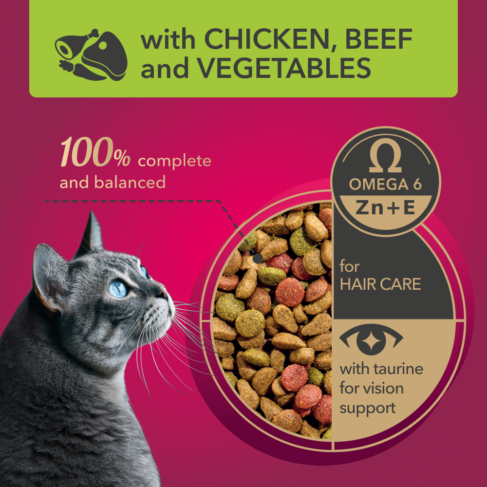 My Love Complete Dry Pet Food For Adult Cats With Chicken Beef And Vegetables 11 Kg