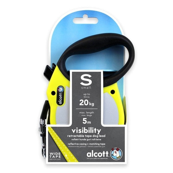 Visibility Retractable Leash, 5 M - Small - Neon Yellow