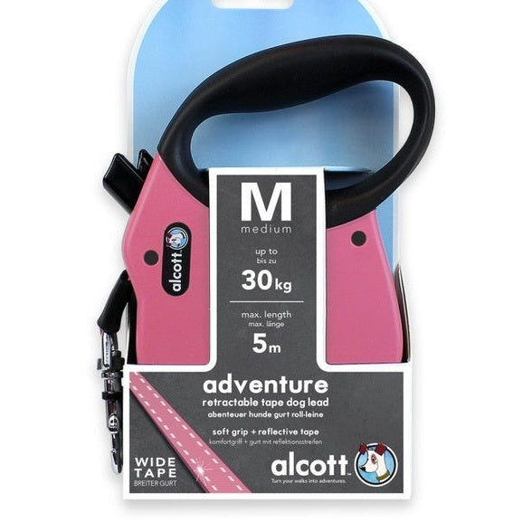 Adventure Retractable Leash, 5 M - Medium - Pink