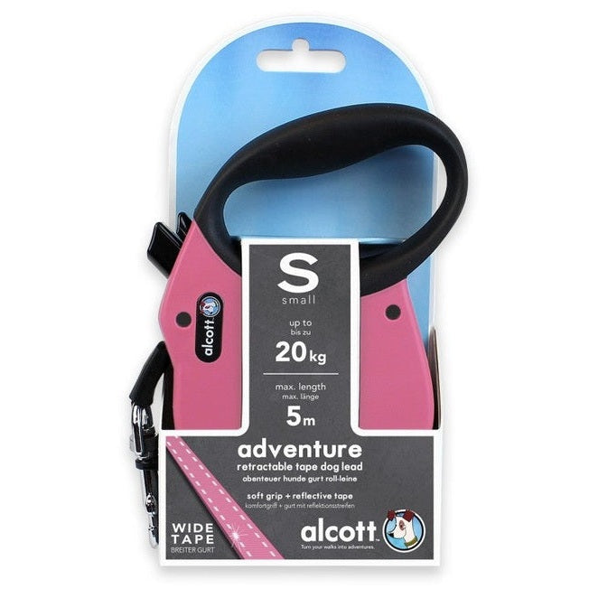 Adventure Retractable Leash, 5 M - Small - Pink