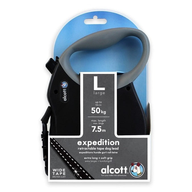 Expedition Retractable Leash, 7.5 M - Large - Black