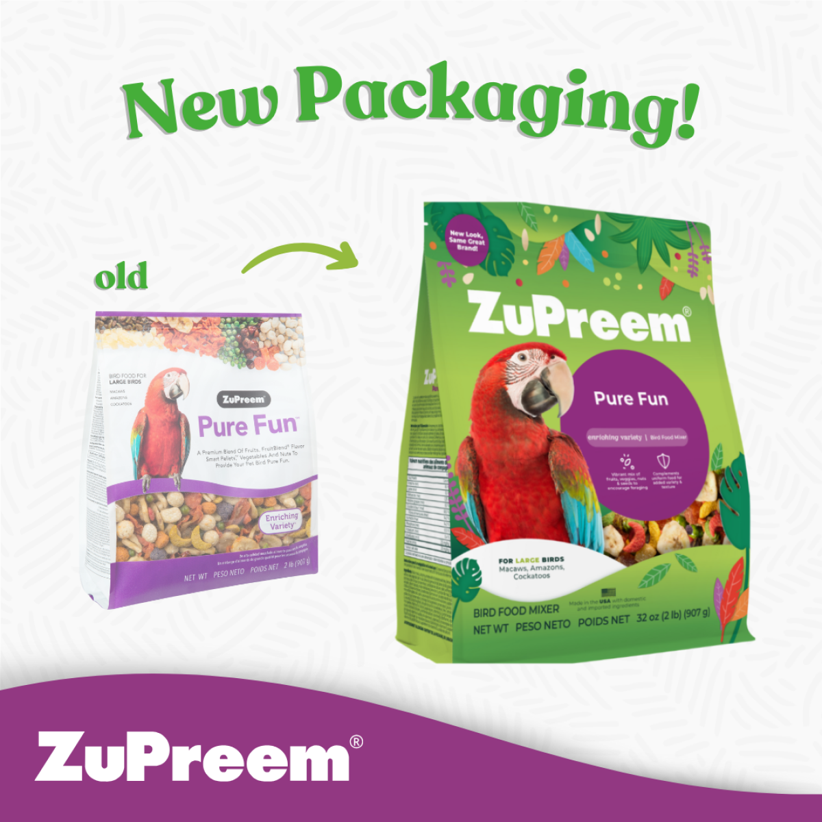 Pure Fun Parrots & Conures 2Lb (0.91Kg)