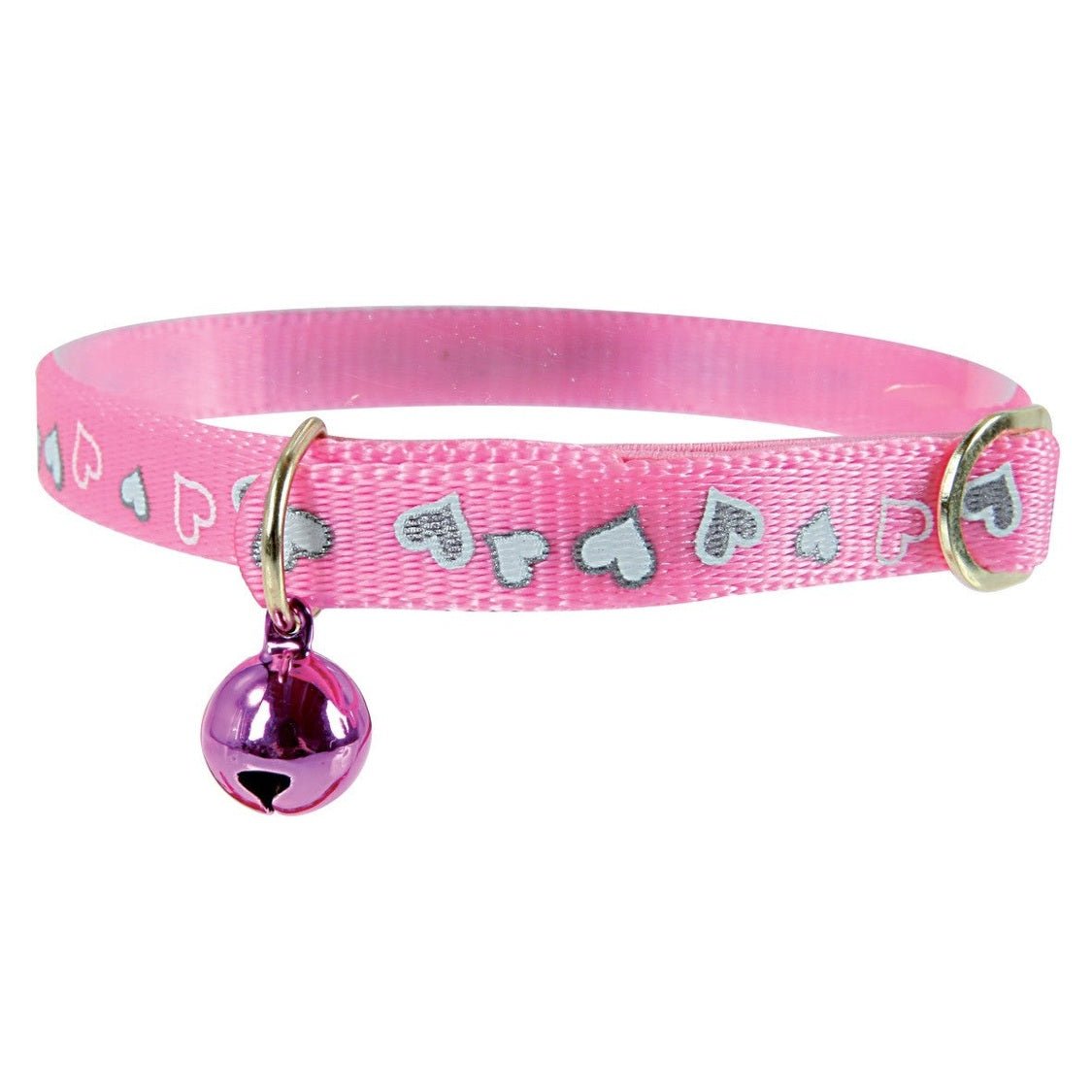 Reflective Heart Collar Pink