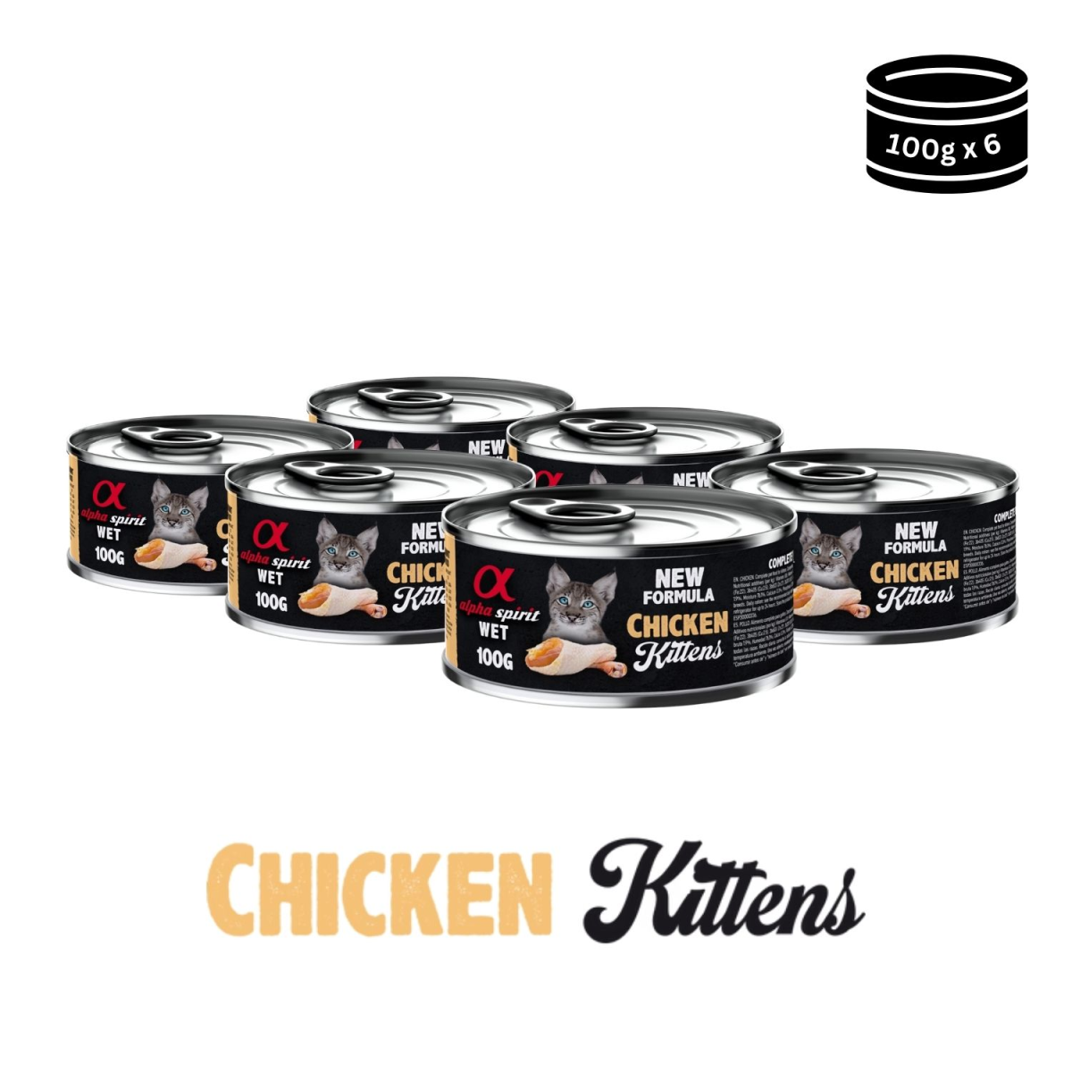 Wet Food for Kittens Chicken, 6x100 g cans