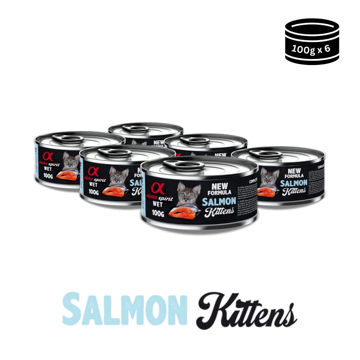 Wet Food for Kittens Salmon, 6x100 g cans