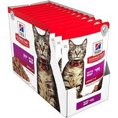Hill`s Science Plan Adult Wet Cat Food Beef Pouches (12x85g)