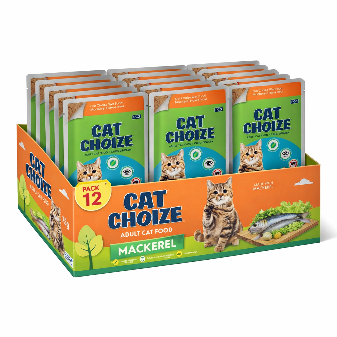 Cat Choize Adult Cat Food Mackerel Flavour in Jelly 75g Pouch - Pack Of 12pcs