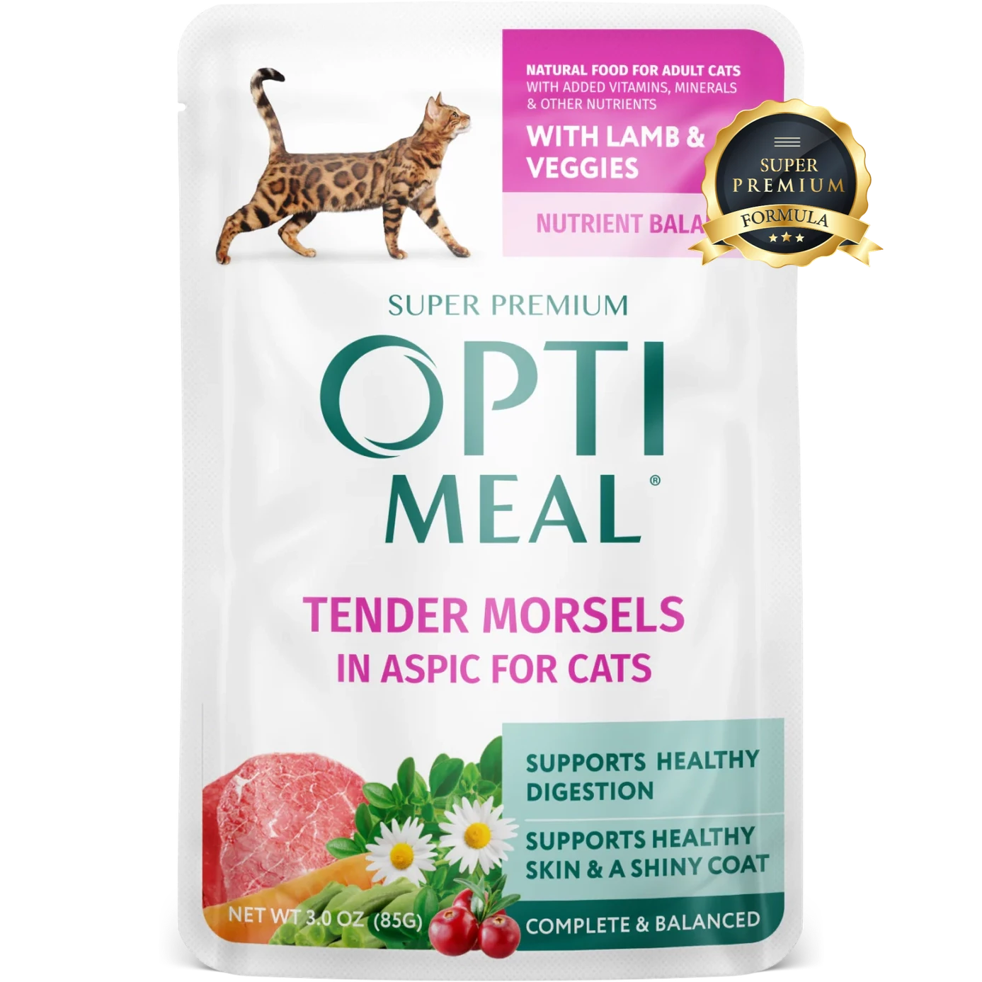 OPTIMEAL lamb and veggies in jelly 85g Pack Of 12pcs for adult cat