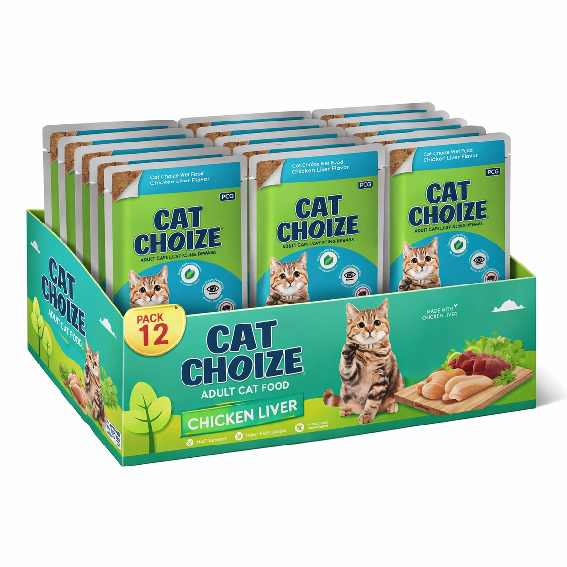 Cat Choize Adult Cat Food Chicken Flavour Liver in Jelly 75g Pouch - Pack Of 12pcs