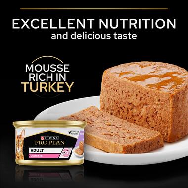 Pro Plan Delicate Digestion Adult Wet Cat Food, Turkey in Gravy 85g