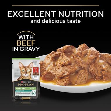 Pro Plan  Sterilised Adult Wet Cat Food, Beef in Gravy, MP 85G
