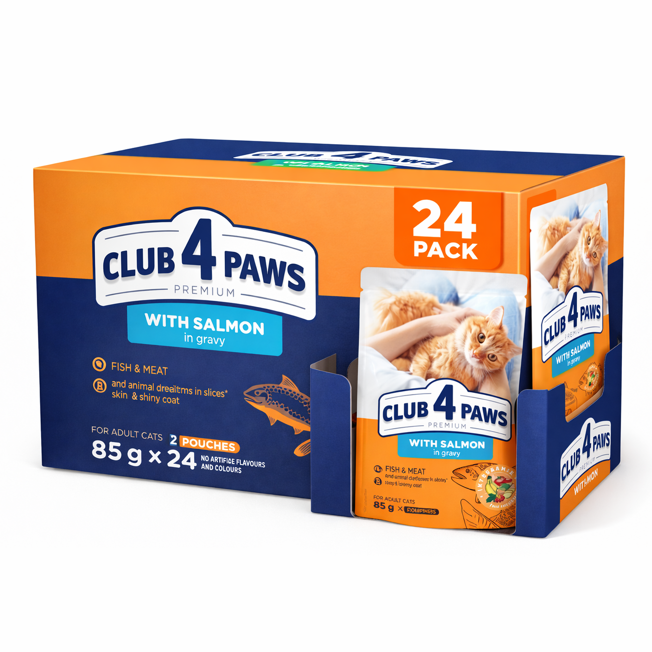 Club 4 Paws For Adult Cats With Salmon In Gravy 85G Pack Of 24Pcs