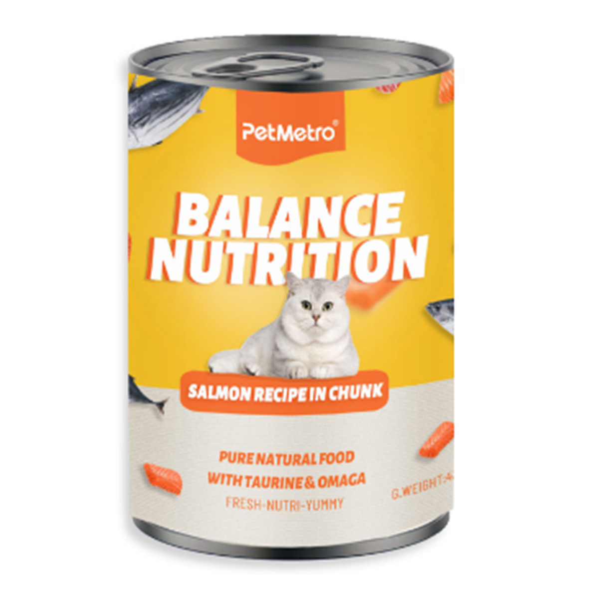 Petmetro Salmon In Gravy Cat Wet Food Canned 375G,Case Of 24