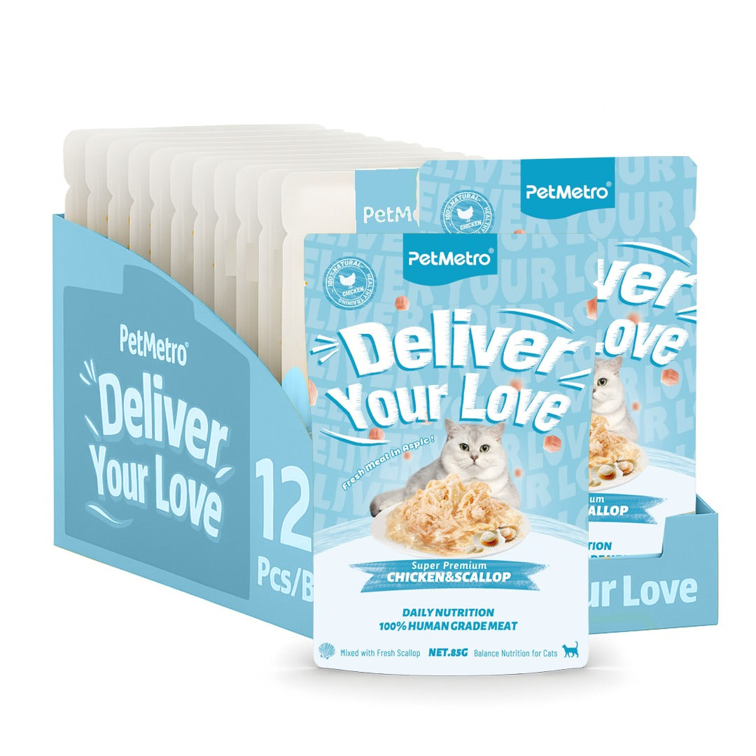 Petmetro Human Grade Pouch Chicken With Scallop 85G,Pack Of 12