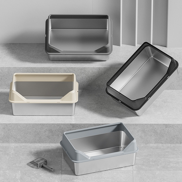 Side Open Large Size Stainless Steel Litter Box with Mat