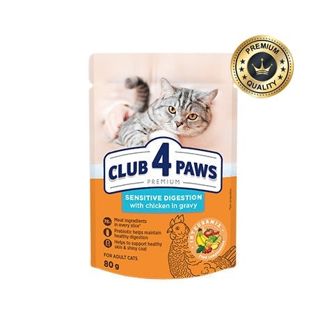 CLUB 4 PAWS Premium Sensitive digestion 80g Pouch for adult cat
